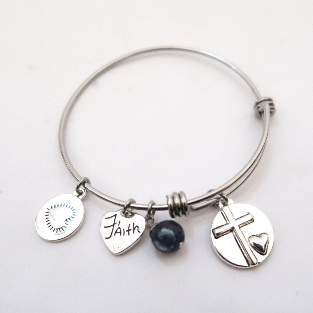 Gratitude & Grace Faith Charm Bangle Bracelet